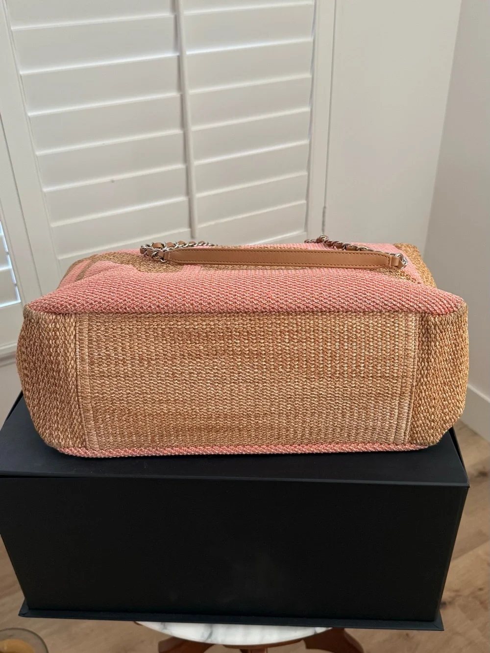 Chanel Pink Raffia Large Shopping Tote - Picture 7 of 11
